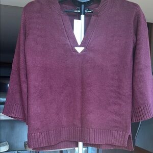 NWT White House Black Market V-Neck Sweater in Rich Burgundy